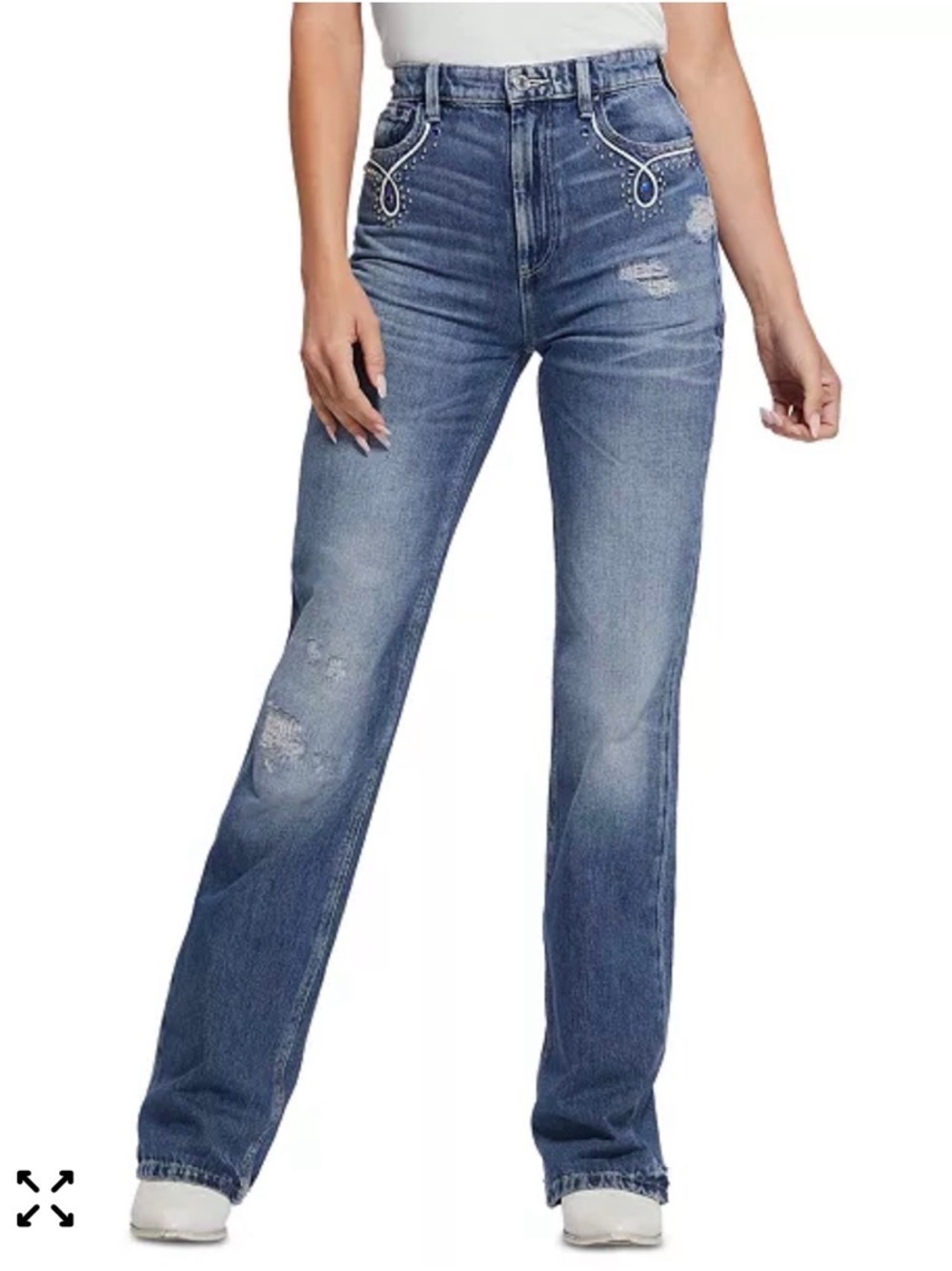 Guess Eco 80’s Daisy Rhinestone Straight Jeans